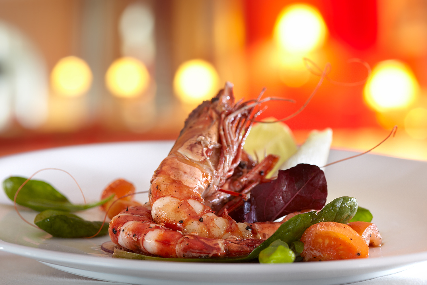 Delicious shrimpdish on a plate