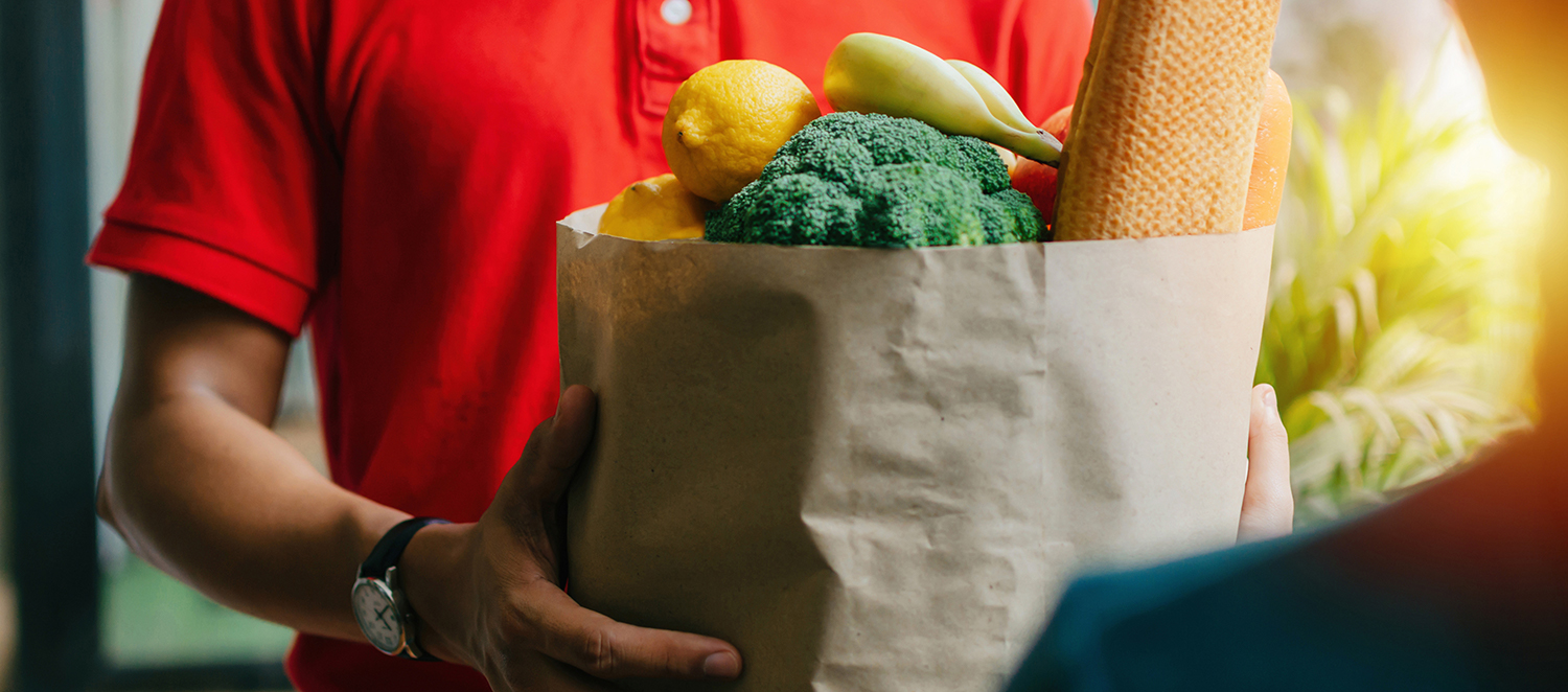 A person delivers food
